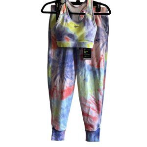 NIKE New XS Multi-Colored Tie Dye Get Fit 7/8 Training Pants & Sports Bra